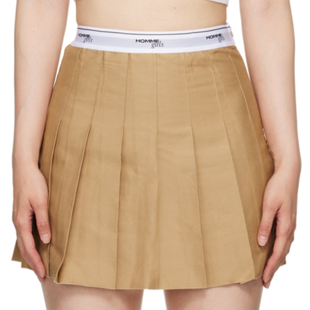 Hommegirls Tan Pleated Minishirt size 42IT